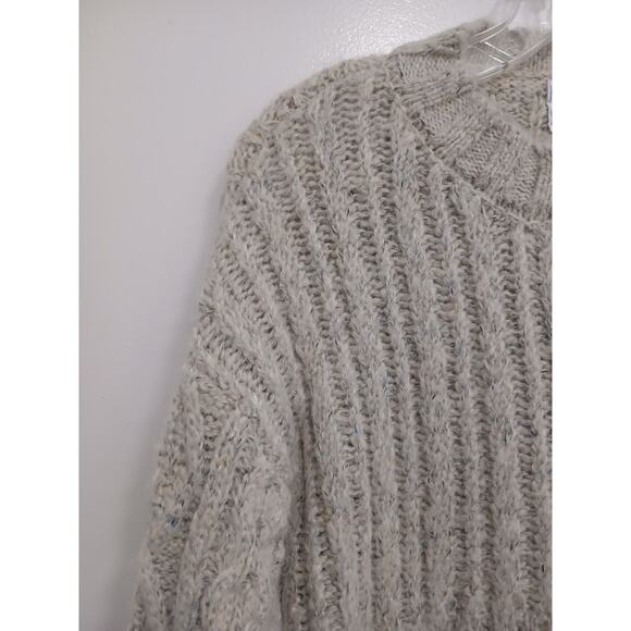 Vintage Chunky Cable Knit Sweater Women Sz M Gray Sparkle Pullover Nordic Preppy - Picture 13 of 15